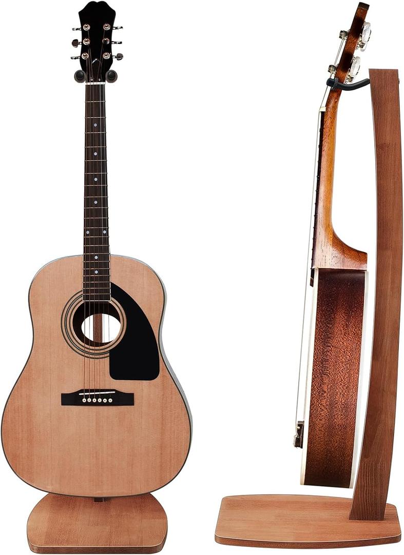 Wenqik Wood Electric Guitar Stand Solid Wooden Acoustic Handmade Guitar Holder Floor for Home Living Room Decoration