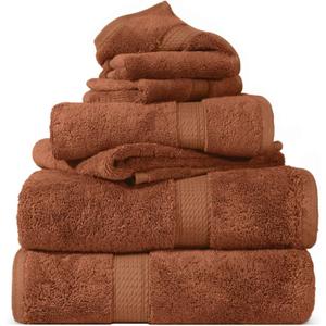 SUPERIOR Egyptian Cotton Ultra Plush & Absorbent, 6 Piece Set, Rust, 6-Piece Towel Set