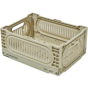Collapsible Plastic Storage Basket Fordable Crate Organizer for Home Outdoor Office Organizing (Medium 1 pack,Beige)