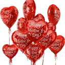 Valentine's Day Party Pack | 30pc Red Heart Foil Balloons | 18in 'Happy Valentine's Day' Decorative Balloons for Romantic Celebrations