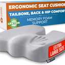 5 STARS UNITED Seat Cushion for Tailbone Pain Relief  Memory Foam Cushion for Coccyx, Hip, Sciatica & Post-Surgery Recovery  Wheelchair, Car, Desk, Gaming & Office Chairs, Light Gray, X-Large