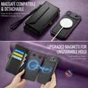 Strapurs for iPhone Air Magnetic Detachable Wallet Phone Case, Black | Compatible with Magsafe, Crossbody Wrist Strap, RFID Blocking 9-Card Holder, Zipper Pocket, PU Leather, Flip Cover for Women