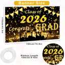 2 x Class of 2026 Graduation Decorations, Seutgjie Black and Gold 70.9 * 43.3 Inch Polyester Congrats Grad Backdrop for Kindergarten Elementary Middle High School and College Graduation