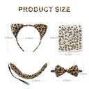 Nuolich Leopard Costume Accessories Cheetah Ears Headband Bow Tie Tail Tattoos Halloween Party Cat Cosplay