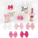 AIMUDI 5 Colors Pink Bows 3.5" Satin Bows with Twist Ties Bow for Gift Wrapping Crafts Treat Bags Candy Cake Pop Premade Bow for Wedding Baby Shower Birthday Party Mother's Day Decoration, 50 PCs