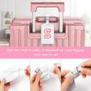 Sodsay 2 PCS Initial Luggage Tag, Luggage Tags for Suitcases Cute Embroidered Letter PU Leather Travel Bag Baggage Tags Privacy Cover ID Label for Women Kids Teens Men(S, White Leather+Pink Letter)