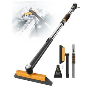 Helloleiboo 39.4" Ice Scrapers for Car Windshield Extendable Snow Brush for Car 12 Adjustable Length Settings with 360° Pivoting Brush Head Snow Removal Tools Snow Brush and Ice Scraper for Truck SUV
