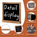 10" x 10" Double Sided Chalkboard Sign with Stand, Small Chalk Board Blackboard Wood Frame Felt Letter Board with 12 Chalk Markers and 340 Letters (Brown)