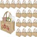 20 Pack Jute Tote Bags Burlap Tote Bags Reusable Beach Bag Blank Canvas Grocery Bag for Women Bridesmaid Wedding Gift DIY 9.2 x 6.3 x 5.1 Inch