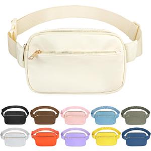 Fashion Fanny Bag-Waist Pack With Adjustable Belt Bag-Unisex Crossbody Pack For Travel Running Hiking-Beige