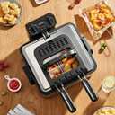 Reemix 4.5L Electric Deep Fryer with 3 Stainless Steel Baskets
1700W, 2 x 2-Qt and 1 x 4-Qt Baskets, Viewing Window, Adjustable Timer and Temperature up to 400°F, Breakaway Cord