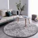 FJZFING Tie-Dyed Light Grey Round Rug Ultra-Soft Plush Modern 7x7 Circle Area Rug for Kid's Bedroom, Fluffy Shag Circular Rug for Nursery Room, Non-Slip Tie-Dyed Light Grey Rug for Teen's Room