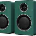 Computer Speakers for Desktop PC, Active Bookshelf Speaker with 3 Carbon Fiber Woofer and Silk Film Tweeter ,Supports Bluetooth 5.3, USB-C, AUX/RCA Input for Record Player TV - Green Stereo Set