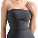 SUUKSESS Women Double Lined Going Out Trendy Tube Tops Side Split Sexy Tank Tops (Ash, XS)