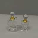 Okuna Outpost Crystal Glass Perfume Bottle Set - Refillable Perfume Bottles for Fragrance & Oils - Boudoir Props - Pack of 2, Transparent Glass, Round