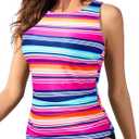 Daci Tankini Tops for Women High Neck Swim Top Tummy Control Bathing Suit Top Modest Swim Tank Top No Bottom (XL)