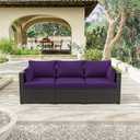 8p Outdoor Cushion Slipcovers Outdoor Patio Cushions Covers Replacement Waterproof with Zipper for 3-Seat Outdoor Rattan Sofa Patio Furniture Cushion Covers Purple, Covers Only