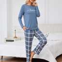 Difficort Womens Pajama Sets Long Sleeve Sleepwear Soft Pjs Nightwear Lounge Sets with Pockets (L)