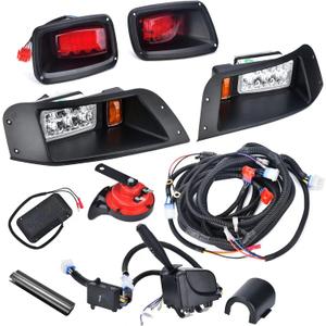 Lochnchn LED Headlight Tail Light Kit Compatible with EZGO TXT Golf Carts 1996-2013 12V Street Legal Light Kit with Turn Signal Wire Harness Compatible with EZGO TXT for Gas and Electric