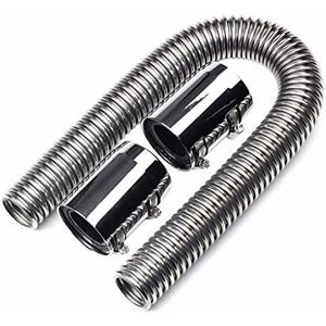 BLACKHORSE-RACING 24" Stainless Steel Radiator Flexible Coolant Water Hose Kit with Caps Universal