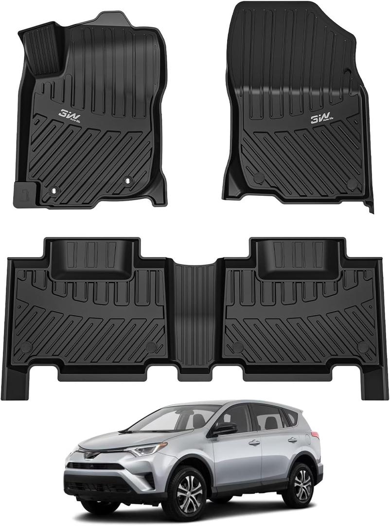 3W Floor Mats Fit Toyota RAV4 2013-2018 (Nor for Hybrid or Prime), TPE All Weather Custom Fit Floor Liner for Toyota RAV 4 LE/XLE/SE/Limited/Platium Car Liners, Black