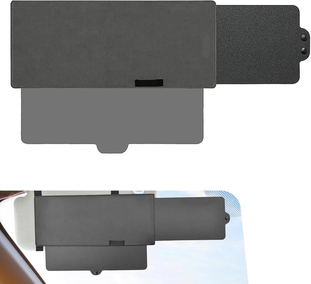 Car Sun Visor Extender, Expandable Anti-glare Polarized Visor with Sun Ray Filtering & Protection, Adjustable Side Window Sunshade, Universal for Driver and Passenger Side (Black)