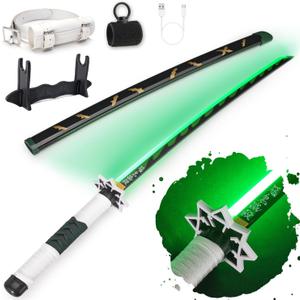 RENGENG Light Up Sword, 40 Inches Rechargeable Plastic Anime Replica with Belt & Stand, Original Texture Anime Sword (Sanemi)