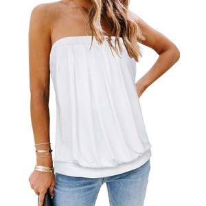 Women's Tube Tops Summer Casual Bandeau Tank Casual Strapless Blouse Off The Shoulder Tunic Shirts (X-Large)