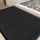 Front Door Mat 35"x23", Heavy Duty Low Profile Door Mat Indoor Entrance, Non-Slip Welcome Matt Outdoor Indoor, Absorbent Dirt & Moisture, All-Weather Commercial Floor Mat for Entryway, Black