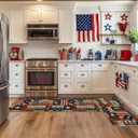 Artoid Mode Plaid American Flag Stars Freedom Glory Patriotic 4th of July Kitchen Mats Set of 2, Memorial Day Home Decor Kitchen Rugs for Floor - 17x29 and 17x47 Inch