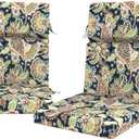 Outdoor High Back Patio Chair Cushions, Fade Resistant & Waterproof Tufted Seat and Back Cushions for Patio Furniture, Patio Chair Cushions 44x22 Inch, Set of 2, Paisley Lightcyan, 44"x22"x4"