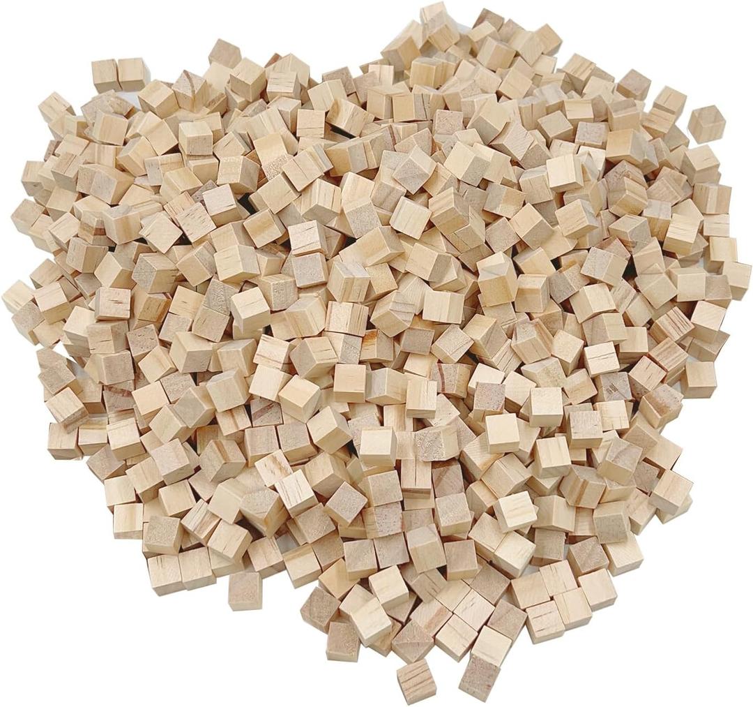 Unfinished Wooden Blocks 1cm, Pack of 500 Small Wood Cubes for Crafts and DIY Home Decor