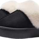 Women's Fur Snow Slippers Winter Home Plush Shoes EVA Light Living Room Boots(Black,40-41)