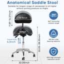 Saddle Stool with Wheels,Rolling Stool with Back Support&Split Seats,Ergonomic Stool Saddle Stool for Hair Stylist for Dentist Salon Tattoo(Black with Split Seats), 1 Pack