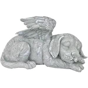 Dog Angel Wings Ornament Dog Angel Statue Mini Animal Statu for Garden Tombstones or Lawn Decoration