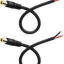 GINTOOYUN 2 Pcs DC7909 Power Pigtails Cable, 12V DC 8mm Male Plug to Bare Wire Open End Power Wire Supply Repair Cable, 16AWG DC 7.9 x 5.5mm Barrel Connector Pigtail for Solar Cell, Laptop Power(0.3m)