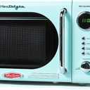Nostalgia Countertop Microwave Oven with Easy Clean Interior - Retro Microwave with LED Display & Child Lock- Compact 0.7 Cu. Ft. Oven With 12 Pre-Programmed Settings for Quick Cooking- 700-Watts-Aqua