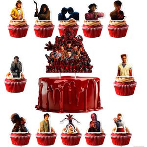6 x 13Pcs Stranger 5 TV Cake Decorations with 12pcs Cupcake Toppers, 1pcs Cake Topper for Boys and Girls Movie Theme Birthday Party Decorations