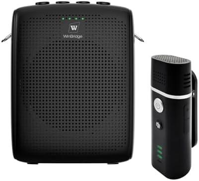 WinBridge Portable Voice Amplifier with Bluetooth Lavalier Microphone,Teacher Mic with Speaker,Wireless Lapel Amplifier for Teachers, Clip On Microphone System Bluetooth Speaker,Mini Megaphone WB006