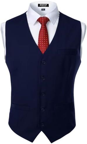 JEMITOP Men's Classic Slim Fit Dress Vest Formal Wedding Prom Tuxedo Suit Vest with Pocket S
