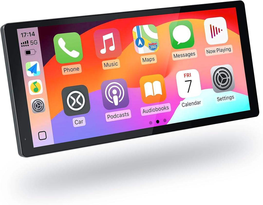 Wireless Carplay Screen for Car, 10.3'' Portable CarPlay & Android Auto Touchscreen, with 60Fps,1600 * 720 Ultra High Resolution, Support Steering Wheel Control