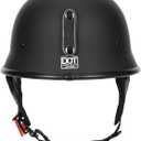 QUICKOOL DOT Certified German Style Motorcycle Half Helmet, Vintage ABS Lightweight Helmet for Adults, Retro Half Face Helmet for Cruiser Scooter Chopper (Matte Black, M)