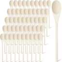 Eaasty 50 Pcs 9.8 Inch Wooden Spoons Bulk for Cooking Handle Long Wooden Spoons Stirring Spoons Oval Wood Mixing Spoons for Baking Mixing Serving Stirring Cooking Tasting Crafts