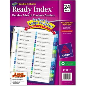 Avery Double-Column Ready Index Table of Contents Dividers with Multicolor Tabs