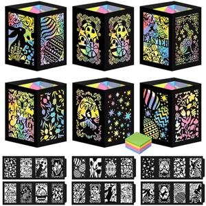Retisee 24 Pcs Spring Easter Craft Kits with Eggs Bunnies Design DIY Tissue Paper Lantern Suncatcher for Home Party Activity Project Bulk Supplies Easter Birthday Party Gifts