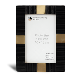 Handicrafts Home Black Picture Frame, Handmade Resin & Brass 5x7 Frame for Christmas Decor & Holiday Giftings, Deco Collection Photo Frames for Home & Wall Decor, Shelf & Desk Decor & Gallery Wall