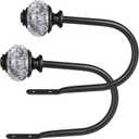 2 Pack Black Curtain Holdbacks, USFOOK Decorative Drapery Tiebacks (2 Pack/1 Pair), Curtain Tie Back Hooks for Wall with Translucent Finials (6.1" L x 4.1" W)