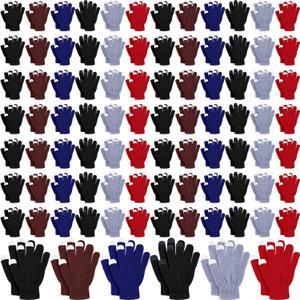 Yahenda 80 Pairs Winter Gloves 6 Colors Warm Touchscreen Gloves Stretchy Knit Gloves Christian Charity Donation Supplies