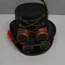 Ramede 2 Pcs Steampunk Top Hat Halloween Costume Hat with Goggles Rose for Couple Friend Cosplay Party Accessories