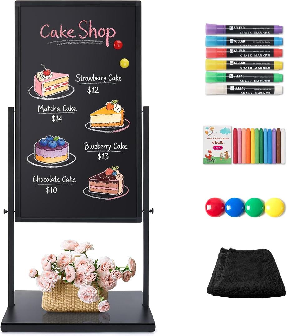 SELEAD Magnetic Chalkboard with Floor Stand, 20”x45” Large Sidewalk Board